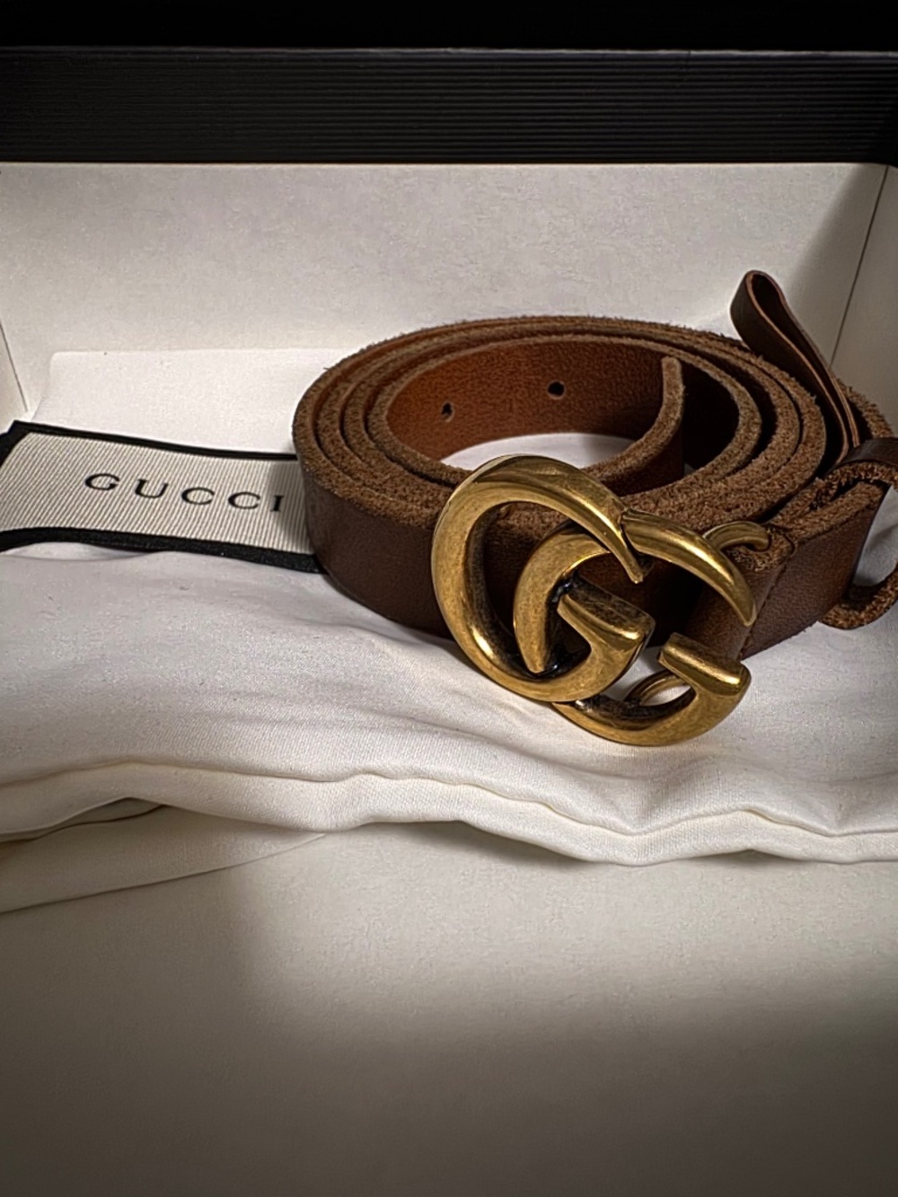 Gucci Marmont Belt, Brown Leather, Small GG